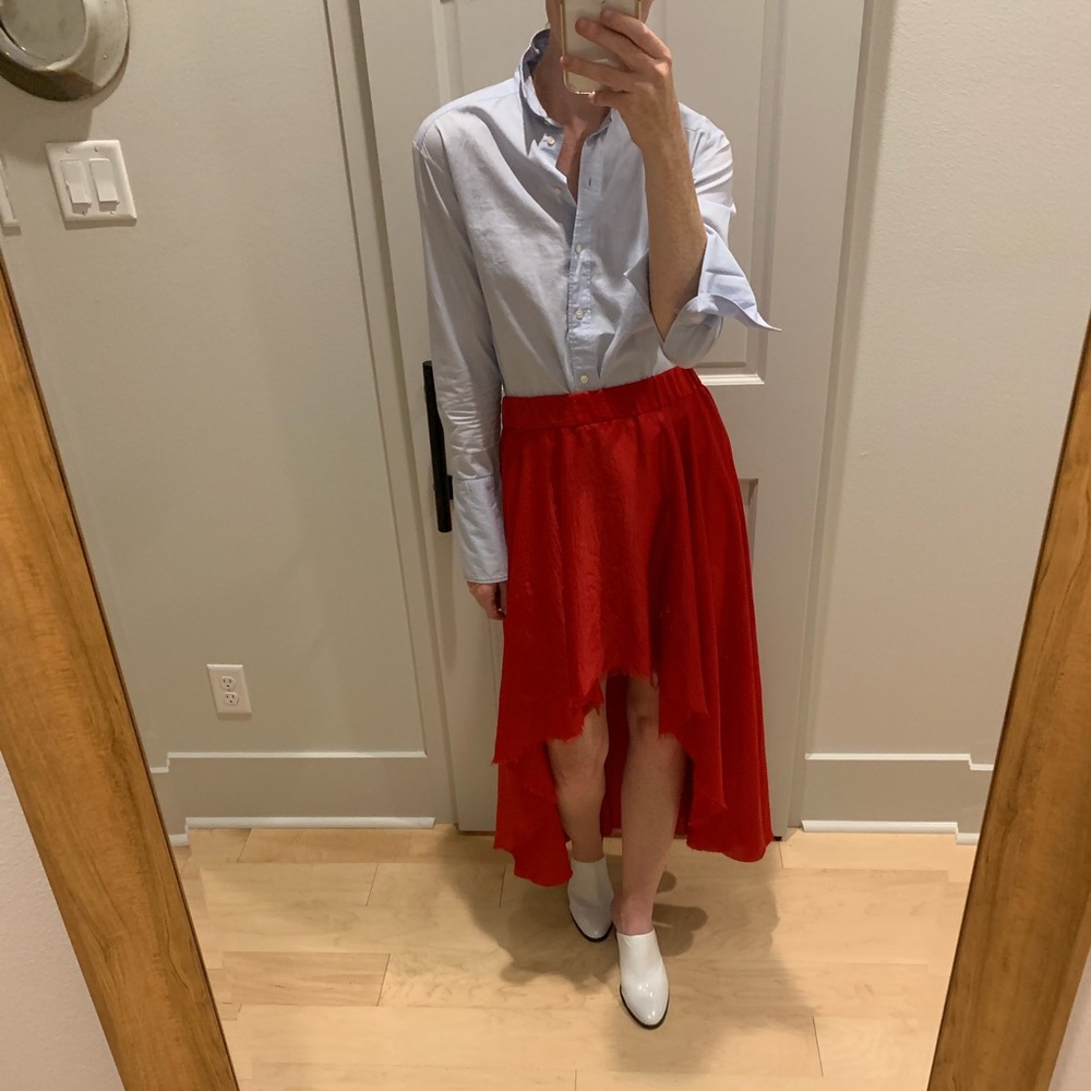 Enza Costa Red High Low Skirt